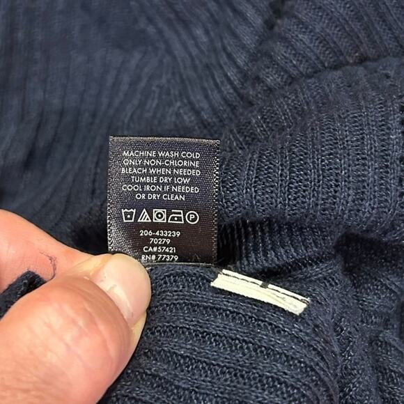 ANN TAYLOR Navy Blue Linen Short Sleeve Round Neck Pullover Sweater Women's XL - Picture 7 of 8